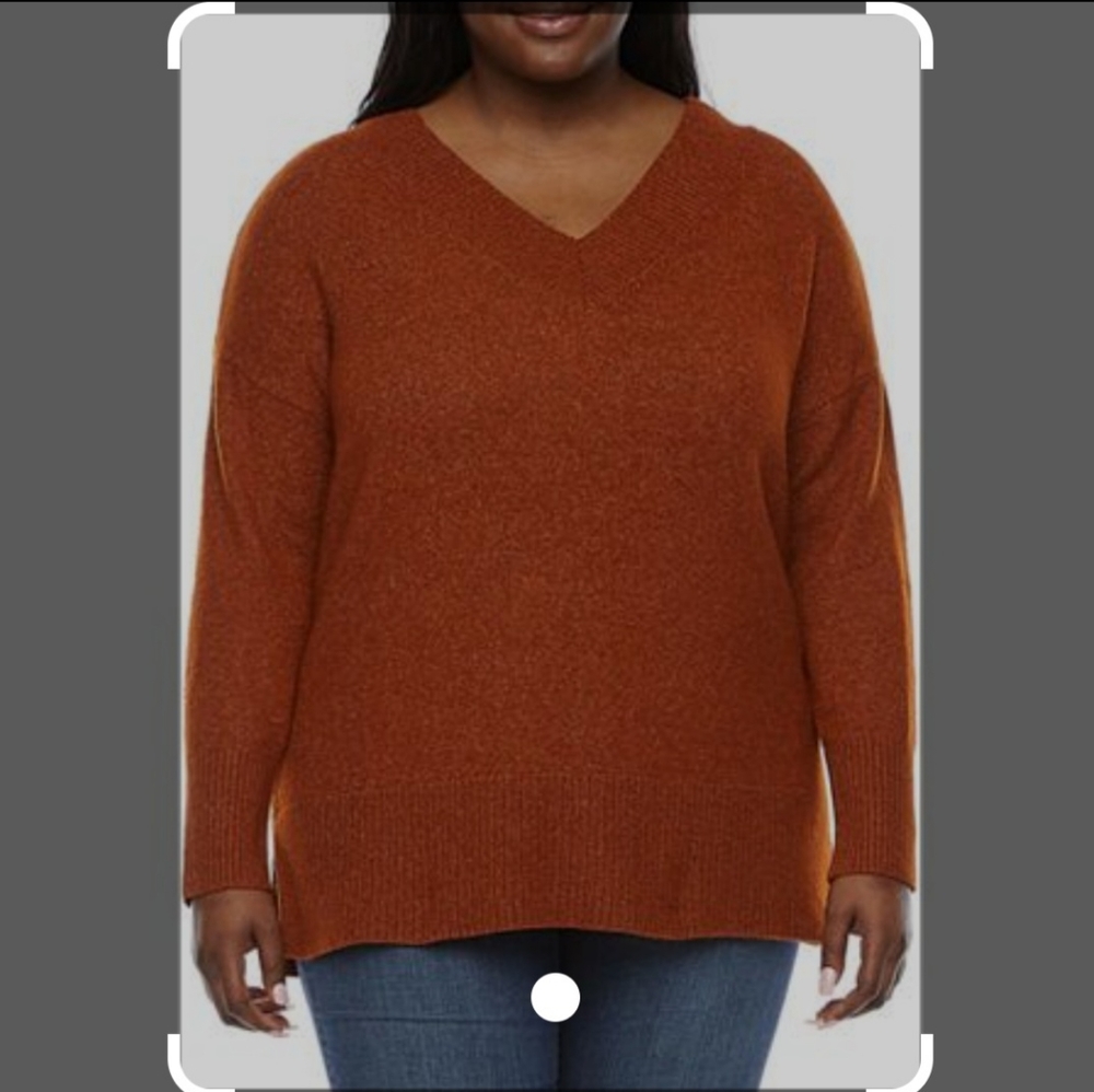 A.N.A Black  Knit V Neck Long Sleeve Pullover Sweater Size 0X
